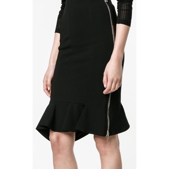 Givenchy Black Fitted Flounced Designer Pencil Skirt SZ 36 0 XS - Picture 4 of 9